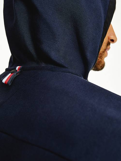 Tommy Hilfiger TH Tech Essential Logo Quarter-Zip Kapucnis Pulóver Férfi Kék | TH017YEU