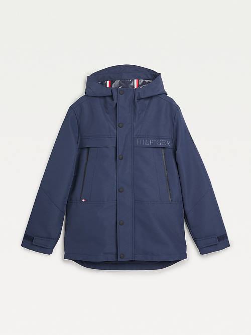 Tommy Hilfiger TH Tech Recycled Csuklyás Parka Kabát Fiú Kék | TH763ANT