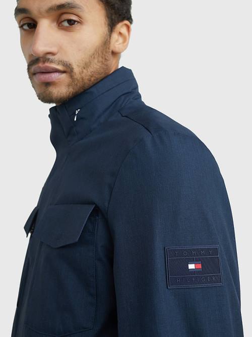 Tommy Hilfiger TH Tech Stand-Up Collar Kabát Férfi Kék | TH163PEG