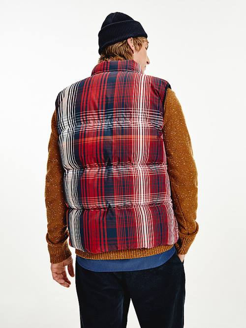 Tommy Hilfiger TH Warm High Loft Check Vest Dzseki Férfi Piros | TH423MDT