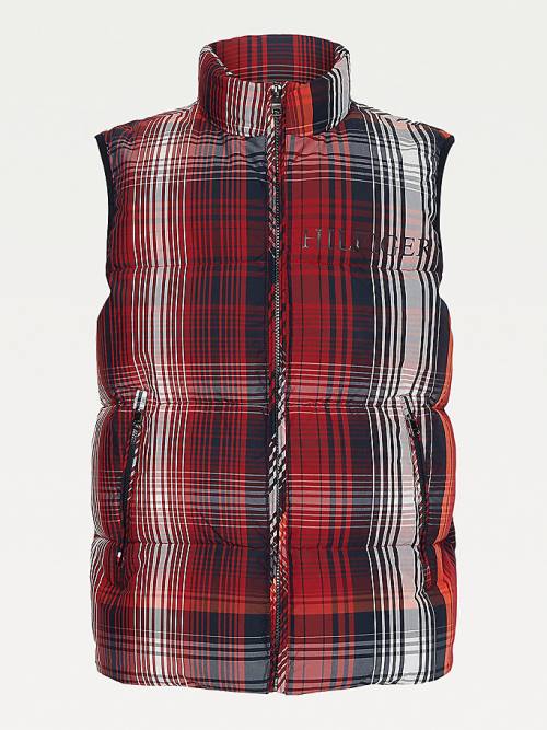 Tommy Hilfiger TH Warm High Loft Check Vest Dzseki Férfi Piros | TH423MDT