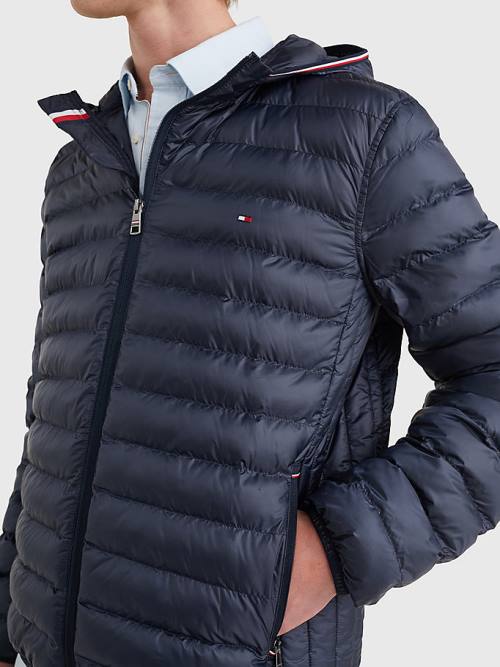 Tommy Hilfiger TH Warm Packable Csuklyás Kabát Férfi Kék | TH179OSY