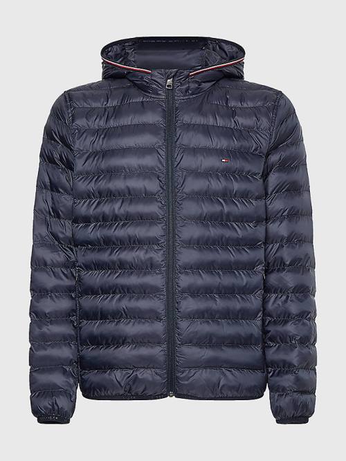 Tommy Hilfiger TH Warm Packable Csuklyás Kabát Férfi Kék | TH179OSY