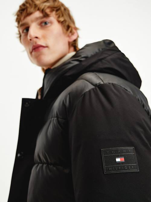 Tommy Hilfiger TH Warm Tech Filled Puffer Kabát Férfi Fekete | TH586RUB