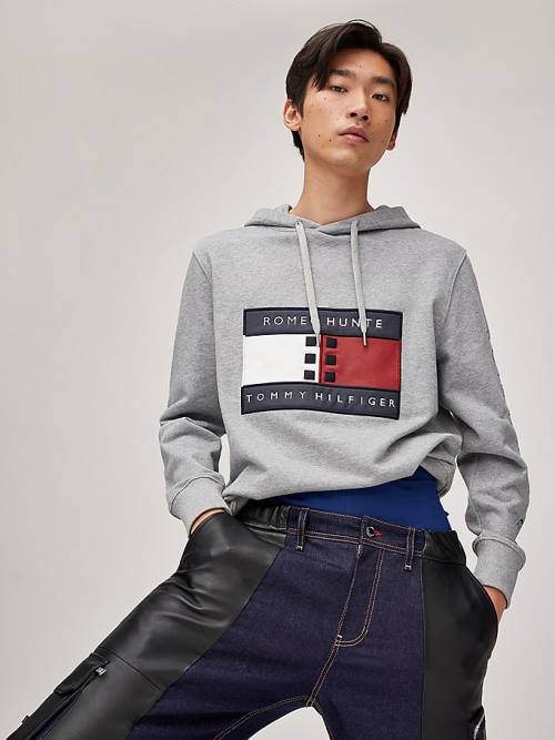 Tommy Hilfiger TOMMYXROMEO Dual-Gender Kapucnis Pulóver Férfi Szürke | TH619AQX