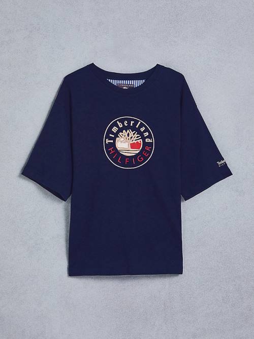 Tommy Hilfiger TOMMYXTIMBERLAND Dual Gender Logo Póló Férfi Kék | TH408RZV