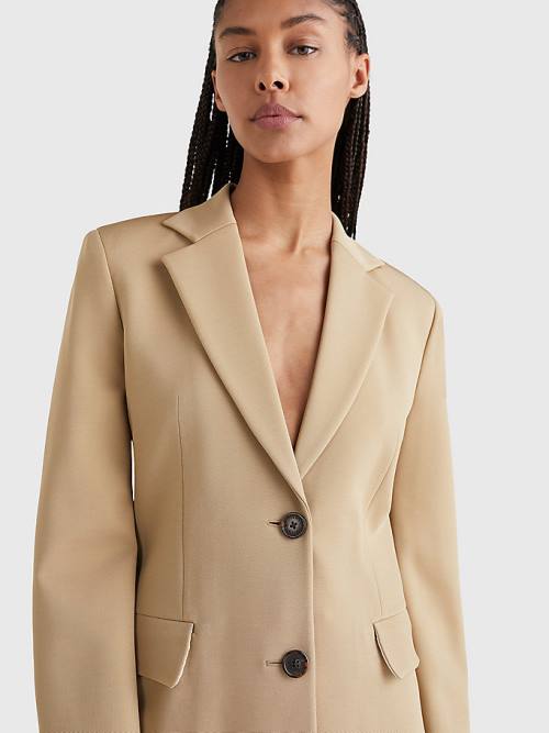 Tommy Hilfiger Tailored Single-Breasted Blézerek Női Khaki | TH724DOR