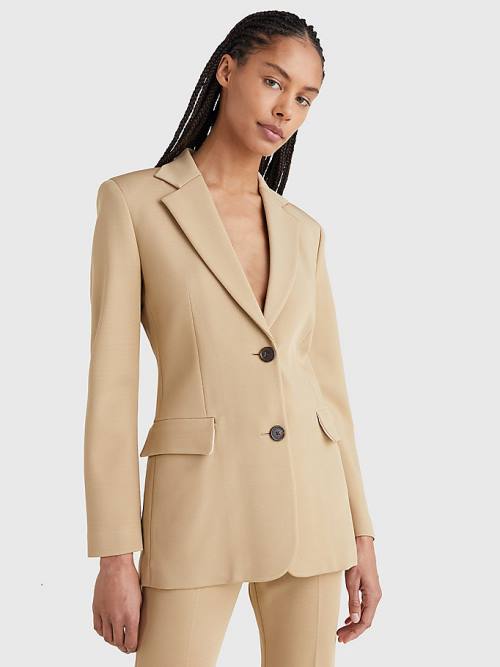 Tommy Hilfiger Tailored Single-Breasted Blézerek Női Khaki | TH724DOR