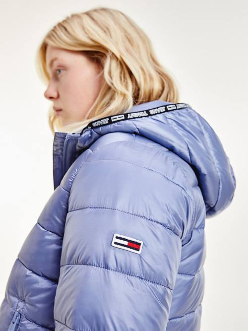 Tommy Hilfiger Tape Detail Quilted Csuklyás Kabát Női Lila | TH623KUV