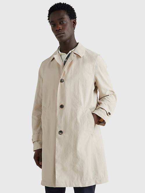 Tommy Hilfiger Taped Trench Coat Kabát Férfi Fehér | TH025XBY