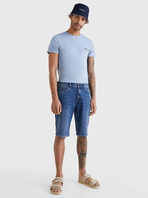 Tommy Hilfiger Tapered Faded Denim Shorts Farmer Férfi Denim | TH531MRF