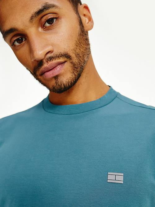 Tommy Hilfiger Tech Essential Organic Jersey Póló Férfi Kék | TH216TSX