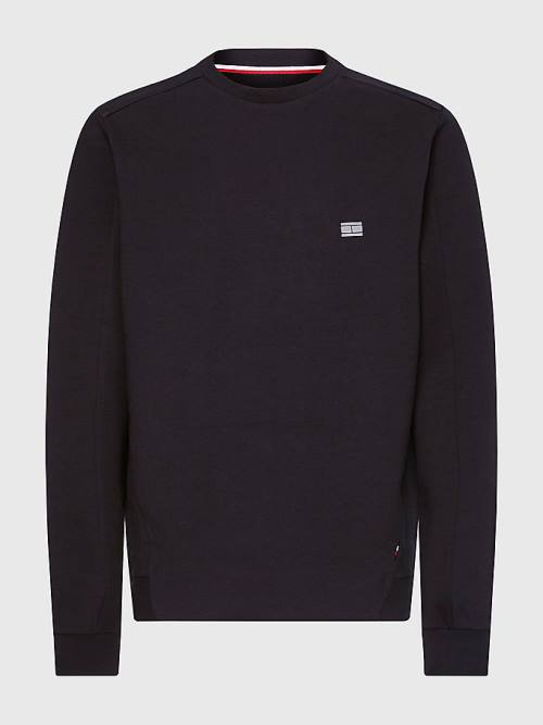 Tommy Hilfiger Tech Essentials Crew Neck Pulóver Férfi Fekete | TH315GAQ