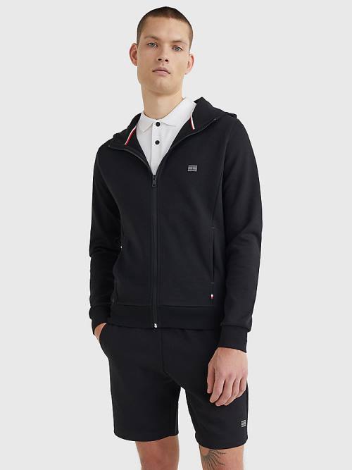 Tommy Hilfiger Tech Essentials Csuklyás Zip-Thru Kapucnis Pulóver Férfi Fekete | TH408NHD