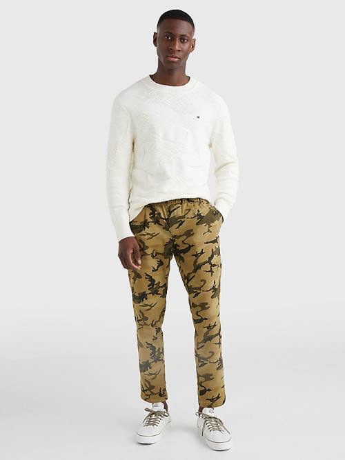 Tommy Hilfiger Textured Camo Jumper Pulóverek Férfi Fehér | TH381OCW