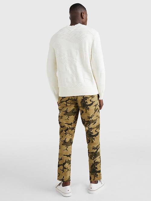 Tommy Hilfiger Textured Camo Jumper Pulóverek Férfi Fehér | TH381OCW