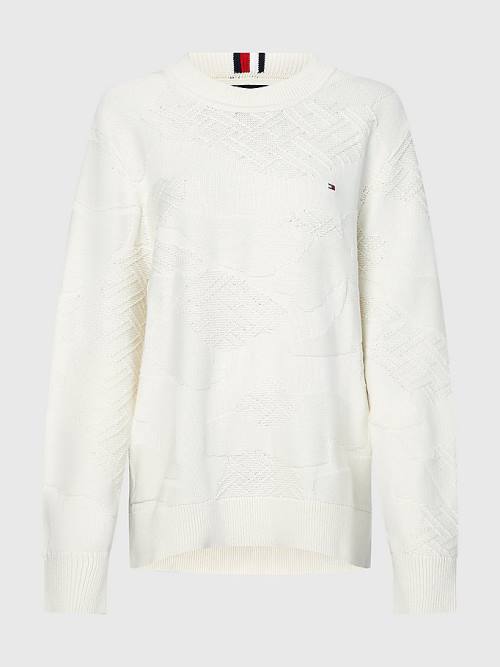 Tommy Hilfiger Textured Camo Jumper Pulóverek Férfi Fehér | TH381OCW