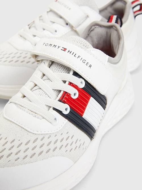 Tommy Hilfiger Textured Flag Mesh Panel Tornacipő Fiú Fehér | TH304ANL