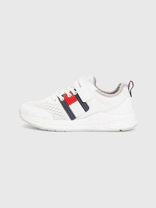 Tommy Hilfiger Textured Flag Mesh Panel Tornacipő Fiú Fehér | TH304ANL