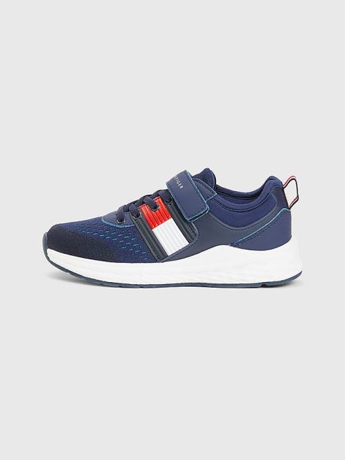 Tommy Hilfiger Textured Flag Mesh Panel Tornacipő Fiú Kék | TH975PTV