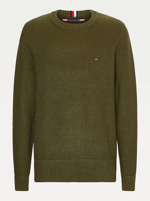 Tommy Hilfiger Textured Relaxed Fit Jumper Pulóverek Férfi Barna | TH239GAP