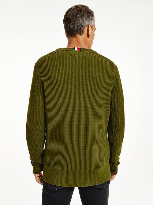 Tommy Hilfiger Textured Relaxed Fit Jumper Pulóverek Férfi Barna | TH239GAP