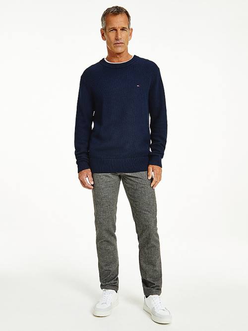 Tommy Hilfiger Textured Relaxed Fit Jumper Pulóverek Férfi Kék | TH467NCF