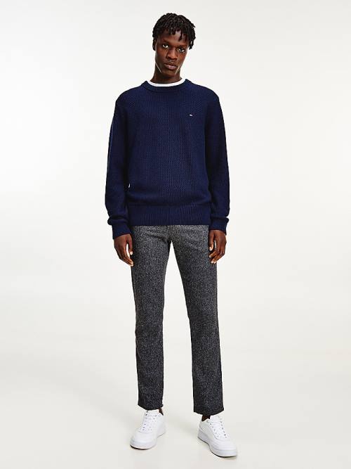 Tommy Hilfiger Textured Relaxed Fit Jumper Pulóverek Férfi Kék | TH467NCF