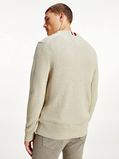 Tommy Hilfiger Textured Relaxed Fit Jumper Pulóverek Férfi Khaki | TH468ZEQ