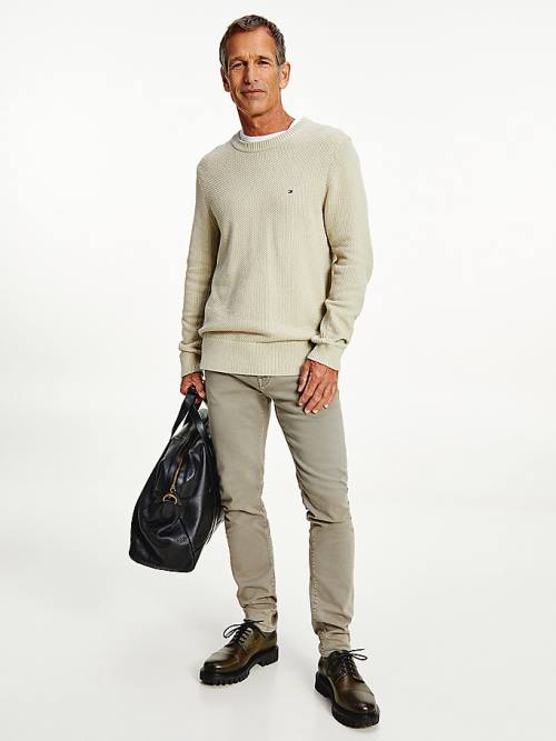 Tommy Hilfiger Textured Relaxed Fit Jumper Pulóverek Férfi Khaki | TH468ZEQ