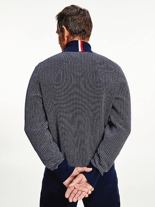 Tommy Hilfiger Textured Roll Neck Jumper Pulóverek Férfi Kék | TH916IYJ