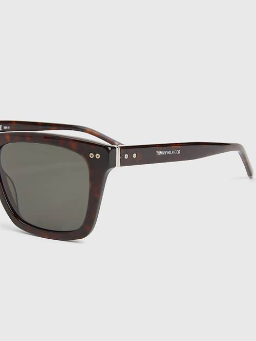 Tommy Hilfiger Thick Rimmed Rectangular Napszemüveg Férfi Barna | TH394TNL