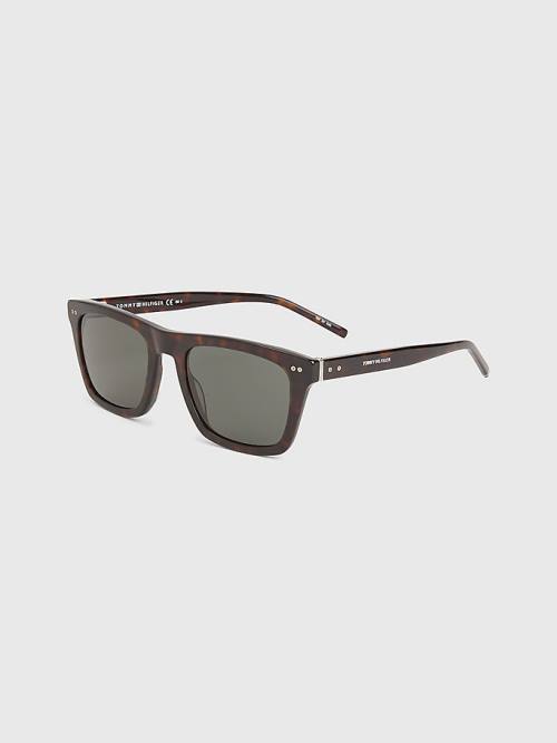 Tommy Hilfiger Thick Rimmed Rectangular Napszemüveg Férfi Barna | TH394TNL