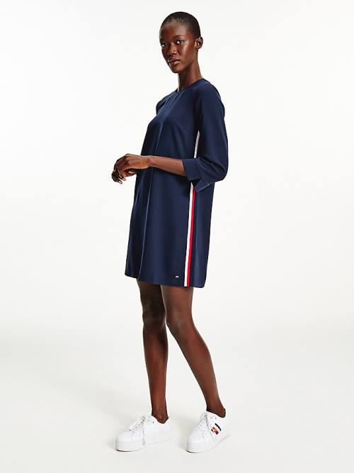 Tommy Hilfiger Three-Quarter Sleeve Shift Ruha Női Kék | TH902TJD