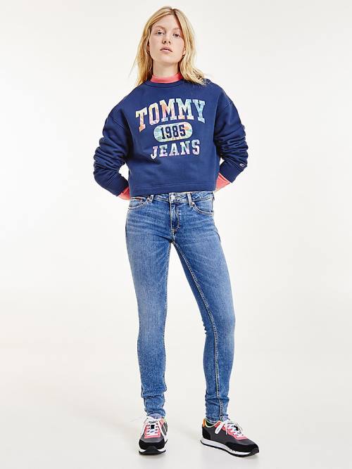 Tommy Hilfiger Tie-Dye Cropped Pulóver Női Kék | TH609IXE