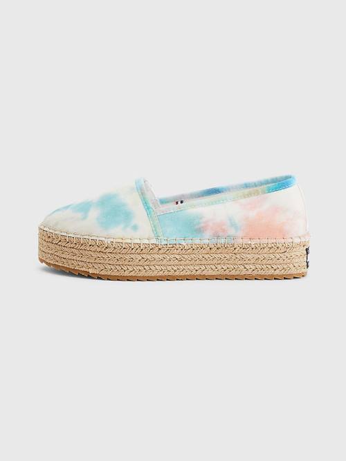 Tommy Hilfiger Tie-Dye Flatform Espadrilles Loafer Cipő Női Fehér | TH640YJT