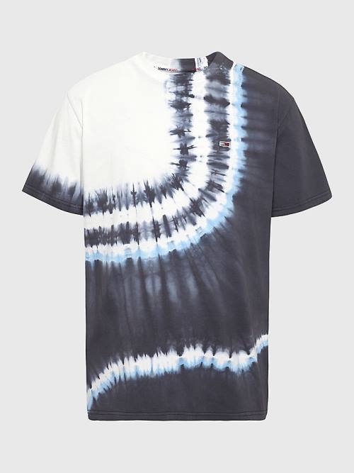 Tommy Hilfiger Tie Dye Organic Pamut Póló Férfi Fekete | TH069DUV