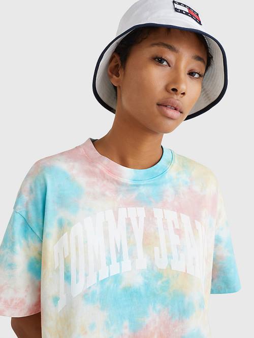 Tommy Hilfiger Tie-Dye Oversized Cropped Póló Női Fehér | TH486LWN