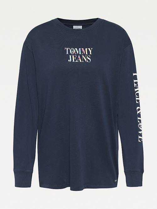 Tommy Hilfiger Tie-Dye Oversized Fit Long Sleeve Póló Női Kék | TH357HRZ