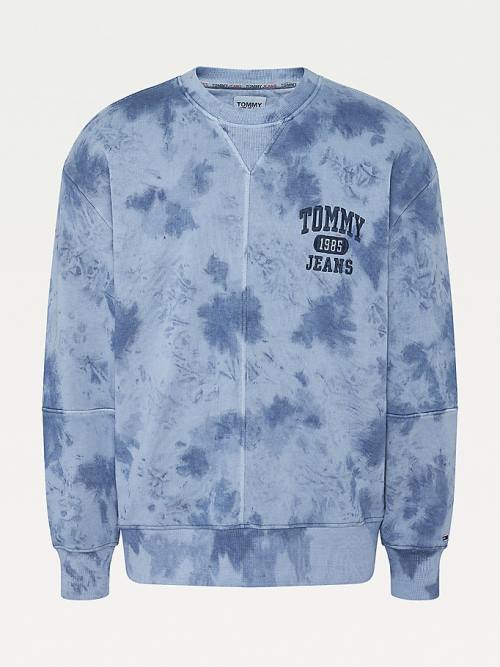 Tommy Hilfiger Tie-Dye Relaxed Fit Pulóver Férfi Kék | TH031RGN