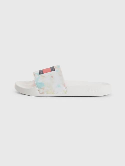 Tommy Hilfiger Tie-Dye Slides Szandál Női Fehér | TH840BXI