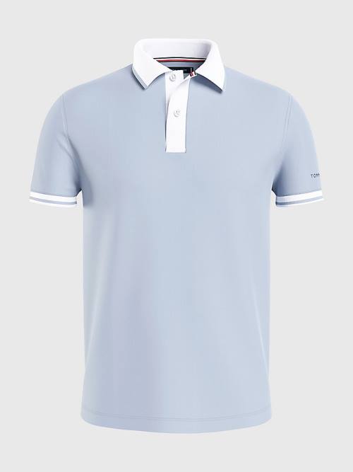 Tommy Hilfiger Tipped Slim Fit Jersey Póló Férfi Kék | TH452ZGK