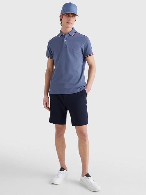 Tommy Hilfiger Tipped Slim Fit Póló Férfi Kék | TH689OIZ