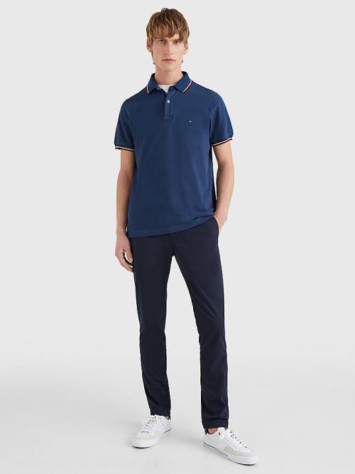 Tommy Hilfiger Tipped Slim Fit Póló Férfi Kék | TH857ZUO