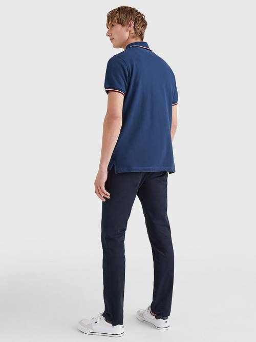 Tommy Hilfiger Tipped Slim Fit Póló Férfi Kék | TH857ZUO