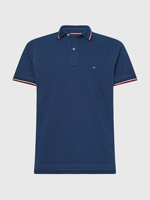 Tommy Hilfiger Tipped Slim Fit Póló Férfi Kék | TH857ZUO