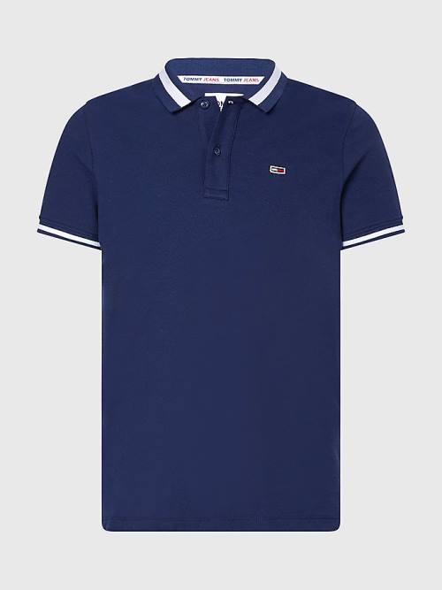 Tommy Hilfiger Tipped Stretch Slim Fit Póló Férfi Kék | TH358AXO