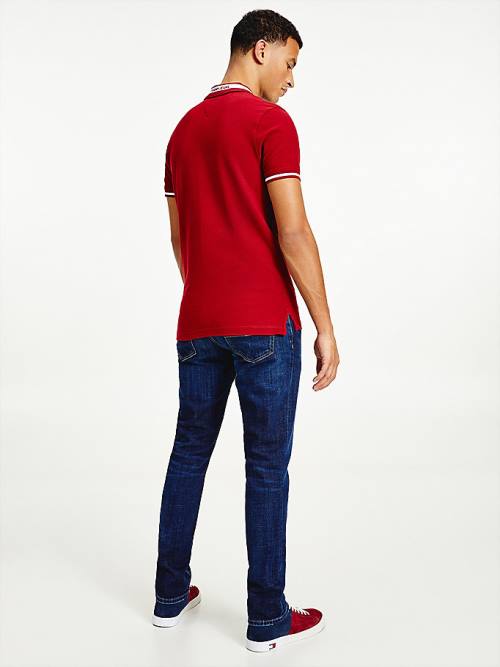 Tommy Hilfiger Tipped Stretch Slim Fit Póló Férfi Piros | TH912BDR