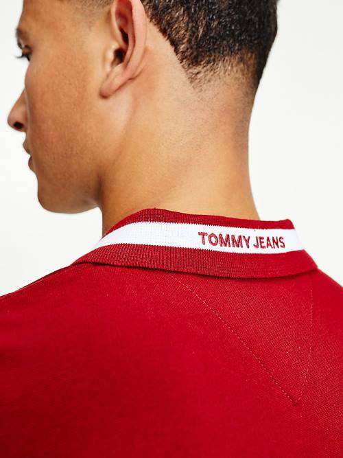 Tommy Hilfiger Tipped Stretch Slim Fit Póló Férfi Piros | TH912BDR