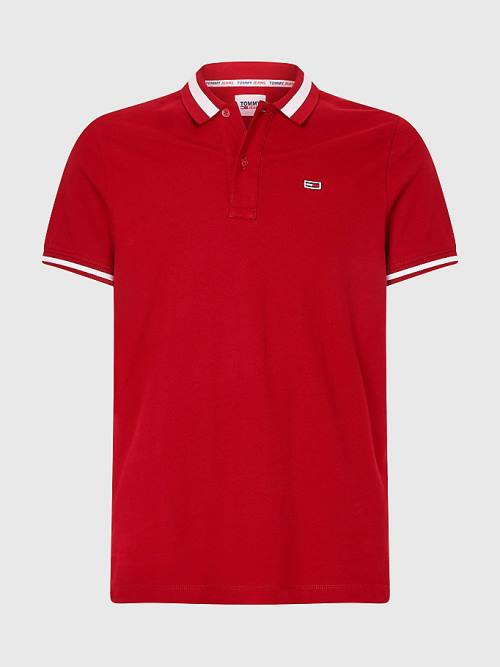 Tommy Hilfiger Tipped Stretch Slim Fit Póló Férfi Piros | TH912BDR